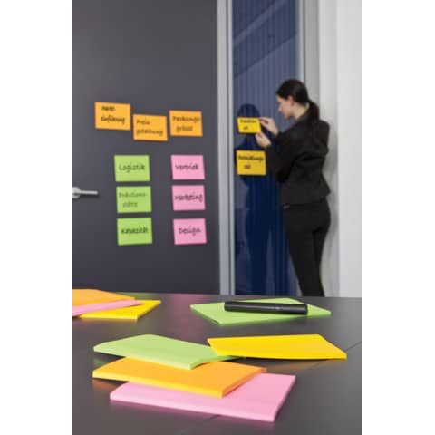 Foglietti riposizionabili Post-it® Super Sticky Meeting Notes Large assortiti conf. 4 blocchetti da 45 ff - 6845-SS EU